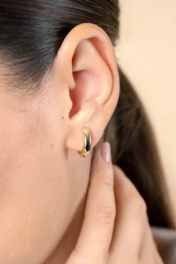 14mm ZINZI Gold 14 krt gouden oorringen brede ronde buis 5mm, met luxe klapsluiting ZGO436