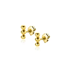 4mm ZINZI Gold 14 krt gouden oorknoppen met drie bolletjes ZGO414