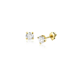 3mm ZINZI Gold 14 krt gouden oorknopjes bezet met een witte zirconia in vierpootszetting ZGO475