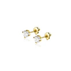 3mm ZINZI Gold 14 krt gouden oorknopjes bezet met een witte zirconia in vierpootszetting ZGO475