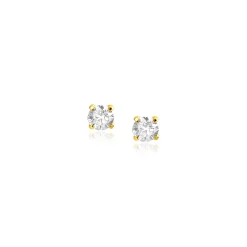3mm ZINZI Gold 14 krt gouden oorknopjes bezet met een witte zirconia in vierpootszetting ZGO475