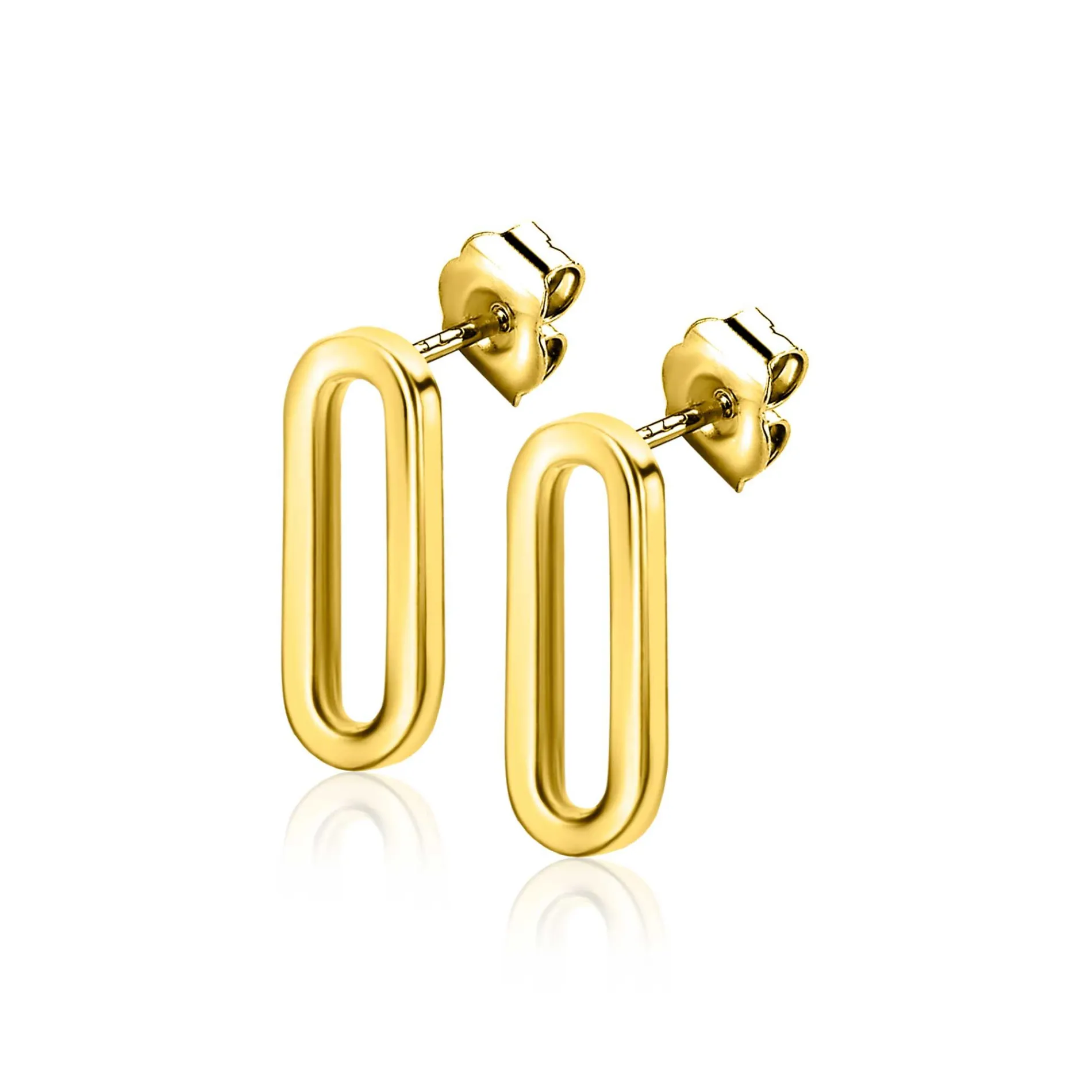 14mm ZINZI Gold 14 krt gouden oorstekers met trendy paperclip-schakel 14mm ZGO359