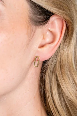 14mm ZINZI Gold 14 krt gouden oorstekers met trendy paperclip-schakel 14mm ZGO359