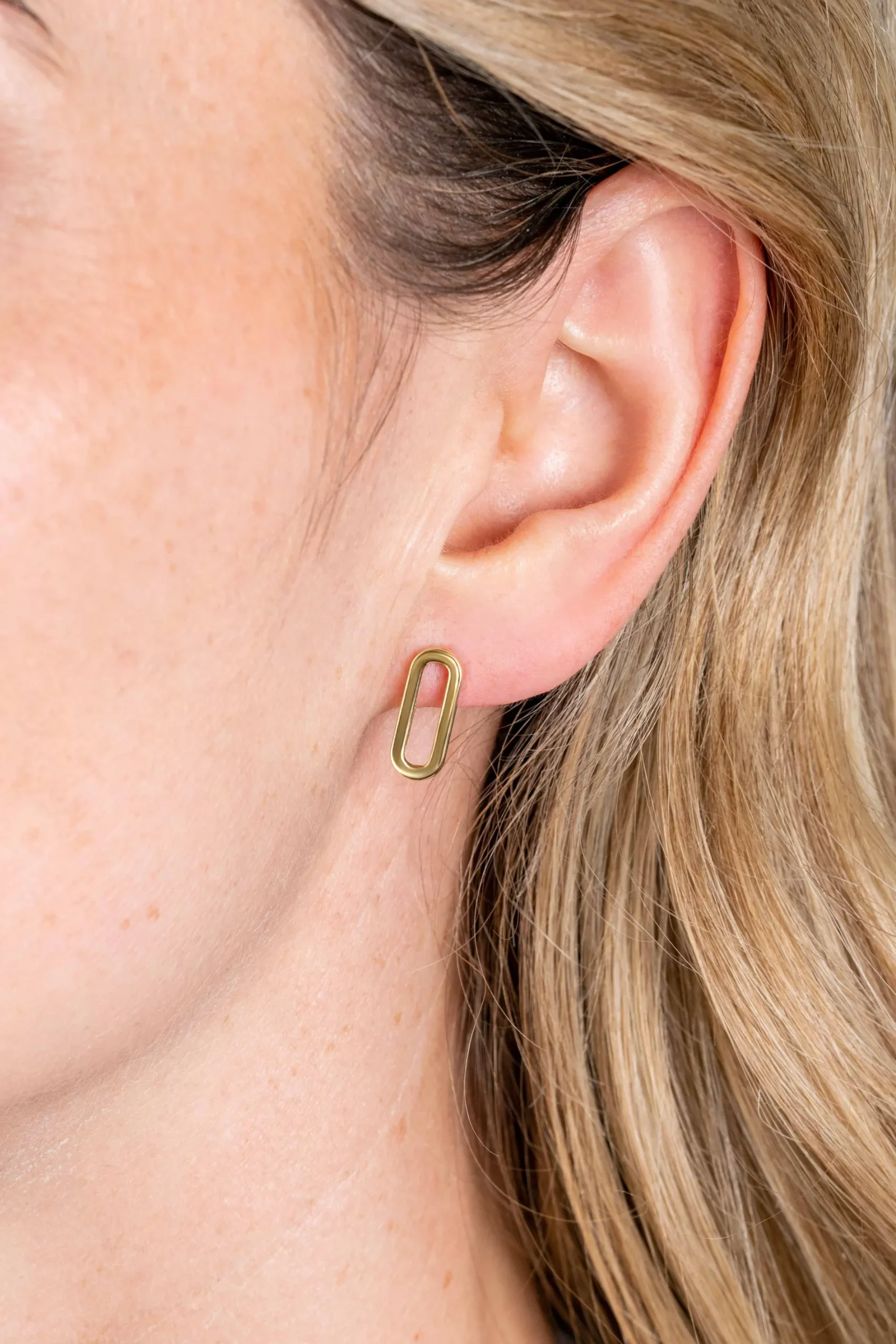 14mm ZINZI Gold 14 krt gouden oorstekers met trendy paperclip-schakel 14mm ZGO359