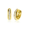 13mm ZINZI Gold 14 krt gouden oorringen 13mm met brede buis 3,8mm en bezet met witte zirconia's in railzetting. Met luxe klapsluiting ZGO435