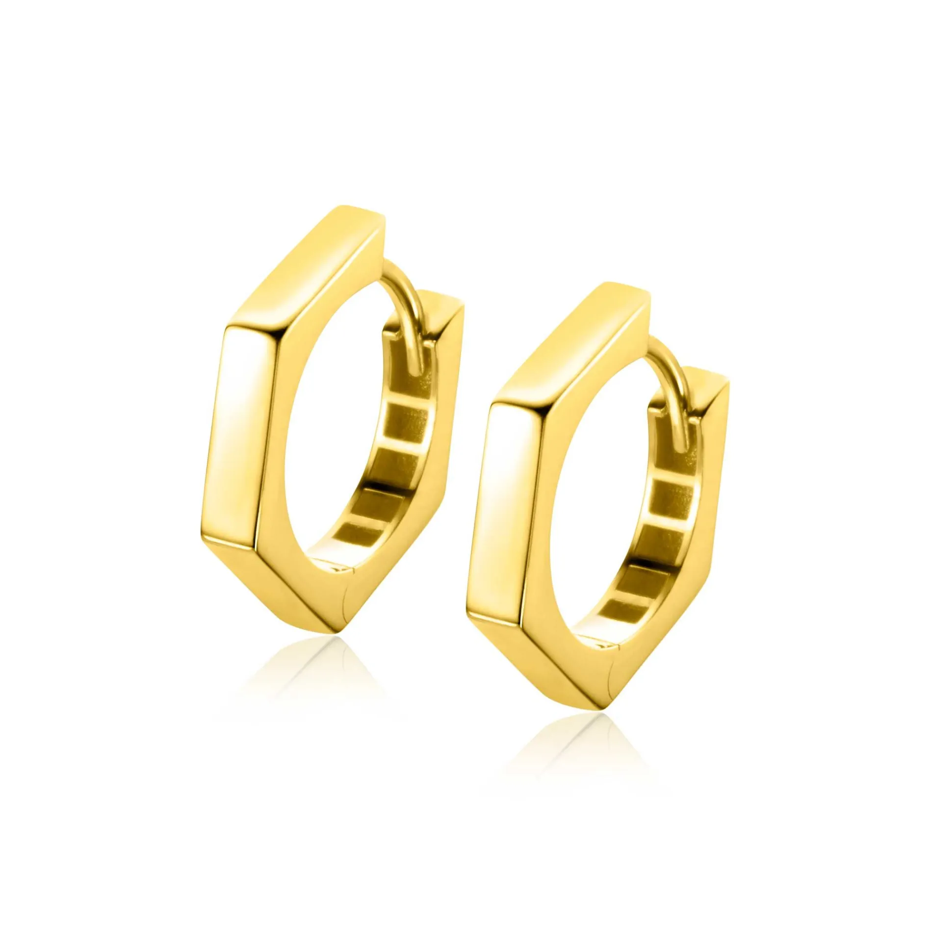 17,5mm ZINZI Gold 14 krt gouden oorringen zeshoeksvorm vierkante buis 2,7mm met luxe klapsluiting ZGO440