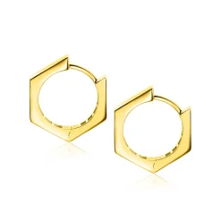 17,5mm ZINZI Gold 14 krt gouden oorringen zeshoeksvorm vierkante buis 2,7mm met luxe klapsluiting ZGO440