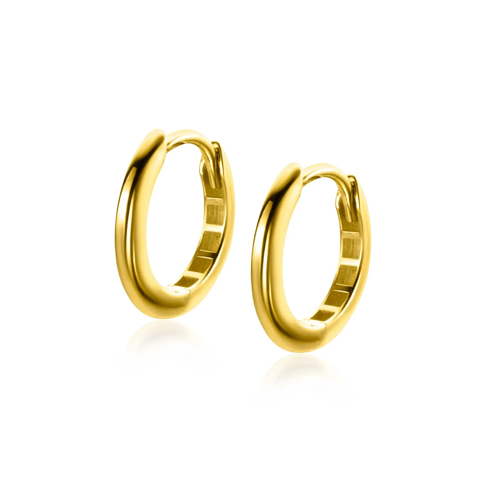 12,5mm ZINZI Gold 14 krt gouden oorringen 12,5mm met smalle ronde buis 1,8mm. Met luxe klapsluiting ZGO433