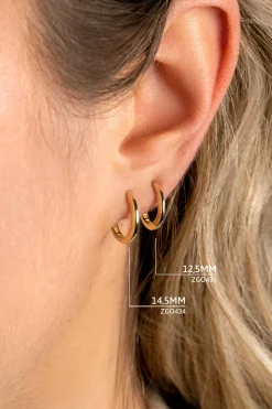 12,5mm ZINZI Gold 14 krt gouden oorringen 12,5mm met smalle ronde buis 1,8mm. Met luxe klapsluiting ZGO433