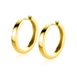 17,5mm ZINZI Gold 14 krt gouden oorringen met luxe klapsluiting 17,5mm x 2,3mm vierkante buis ZGO430