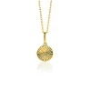 14mm ZINZI Gold 14 krt gouden hanger rond met zonnestralen en witte zirkonia ZGH542 (zonder collier)
