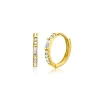 13,5mm ZINZI Gold 14 krt gouden oorringen bezet met witte zirconia's, luxe klapsluiting 13,5 x 1,5mm ZGO403