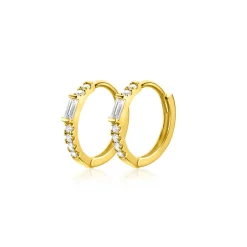 13,5mm ZINZI Gold 14 krt gouden oorringen bezet met witte zirconia's, luxe klapsluiting 13,5 x 1,5mm ZGO403