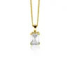 11mm ZINZI Gold 14 krt gouden hanger met rechthoekige witte zirkonia in chatonzetting ZGH509 (zonder collier)
