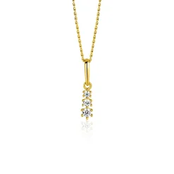 13mm ZINZI Gold 14 krt gouden hanger met drie witte zirkonia's ZGH543 (zonder collier)