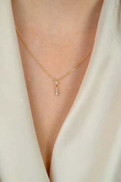13mm ZINZI Gold 14 krt gouden hanger met drie witte zirkonia's ZGH543 (zonder collier)