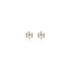 4,5mm ZINZI Gold 14 krt gouden oorknoppen bezet met een witte zirkonia in zespootszetting ZGO544