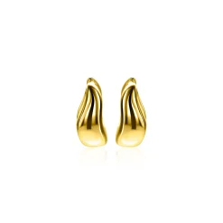 13mm ZINZI gold plated zilveren oorringen organisch gevormd 5,5mm breed met luxe klapsluiting ZIO2608G