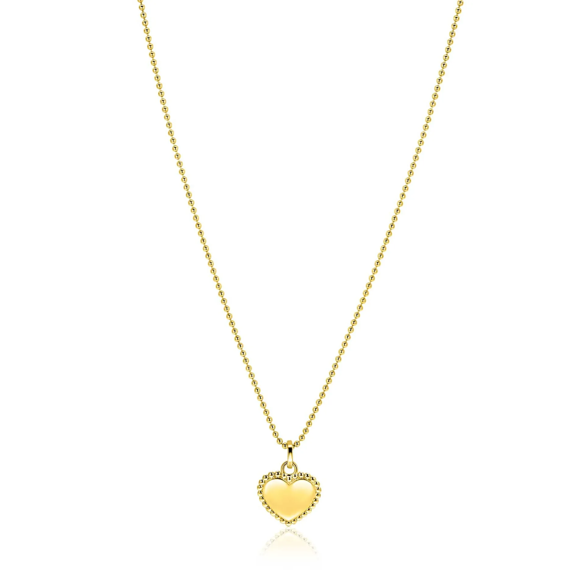 18mm ZINZI gold plated zilveren hanger hart met parelrand voor gravure ZIH2652G (zonder collier)