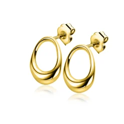17mm ZINZI gold plated zilveren oorstekers open rond in organische vorm ZIO2670G