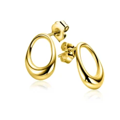 17mm ZINZI gold plated zilveren oorstekers open rond in organische vorm ZIO2670G