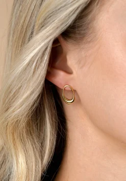 17mm ZINZI gold plated zilveren oorstekers open rond in organische vorm ZIO2670G