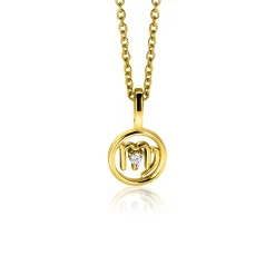 9mm ZINZI gold plated zilveren Maagd sterrenbeeldhanger bezet met witte zirconia ZIHY-MAA (zonder collier)