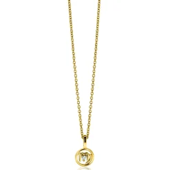 9mm ZINZI gold plated zilveren Maagd sterrenbeeldhanger bezet met witte zirconia ZIHY-MAA (zonder collier)