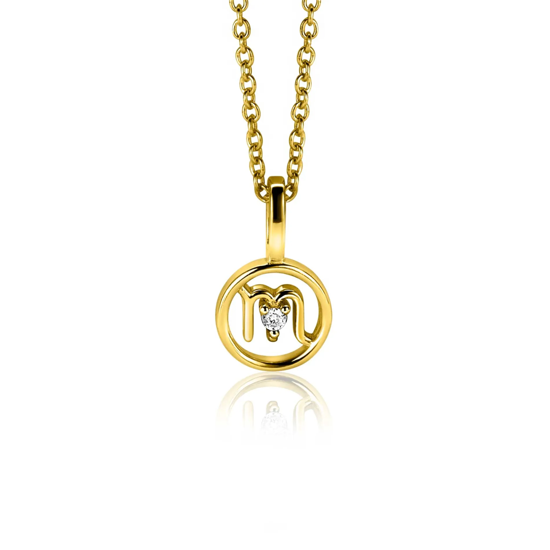 9mm ZINZI gold plated zilveren Schorpioen sterrenbeeldhanger bezet met witte zirconia ZIHY-SCH (zonder collier)