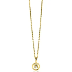 9mm ZINZI gold plated zilveren Schorpioen sterrenbeeldhanger bezet met witte zirconia ZIHY-SCH (zonder collier)