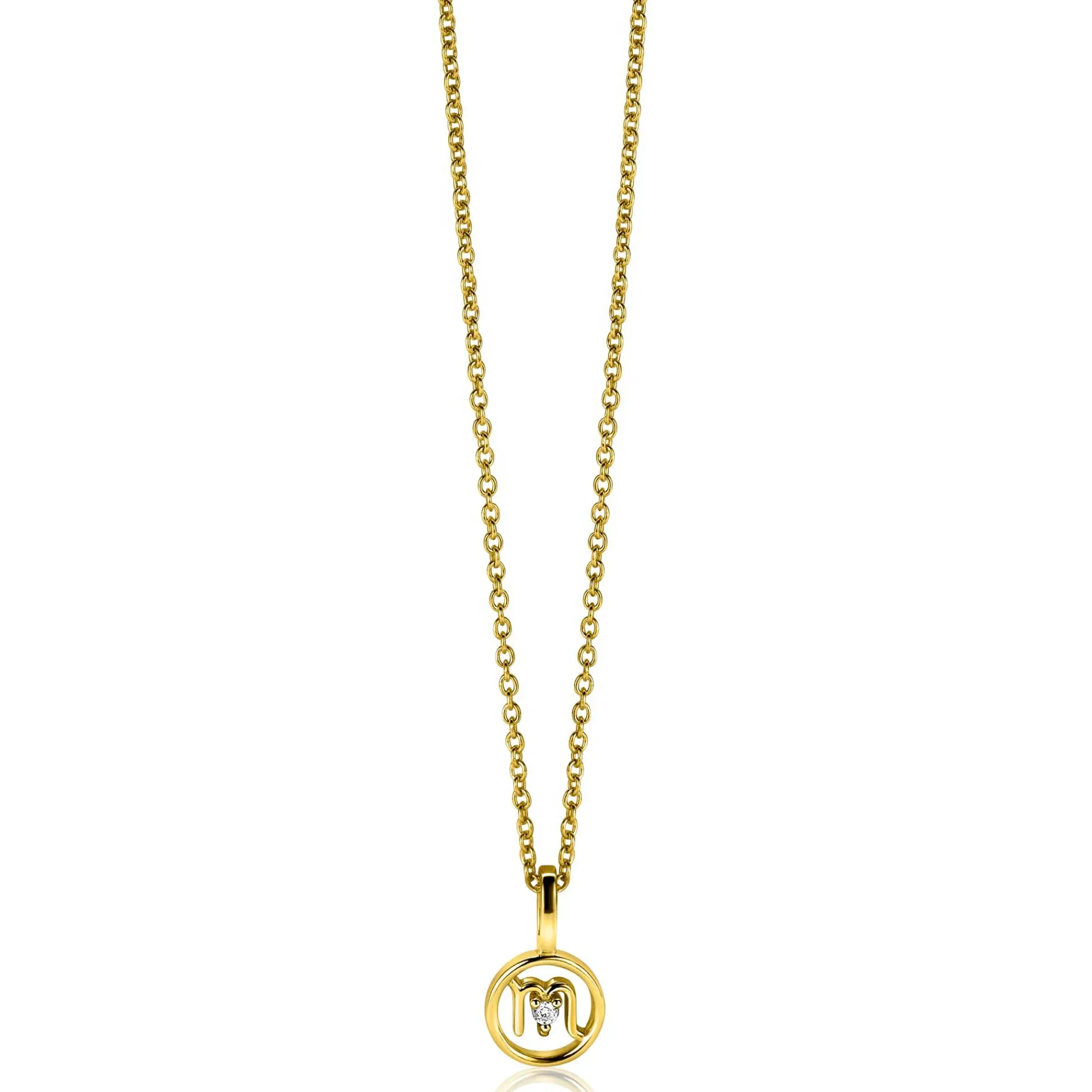 9mm ZINZI gold plated zilveren Schorpioen sterrenbeeldhanger bezet met witte zirconia ZIHY-SCH (zonder collier)