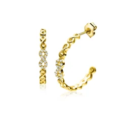 21mm ZINZI gold plated zilveren oorstekers half rond gezet met Infinity schakels, 3mm breed ZIO2591