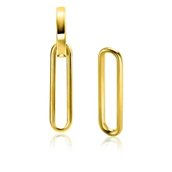 28mm ZINZI gold plated zilveren oorbedels open ovale vorm glad ZICH2416G (zonder oorringen)