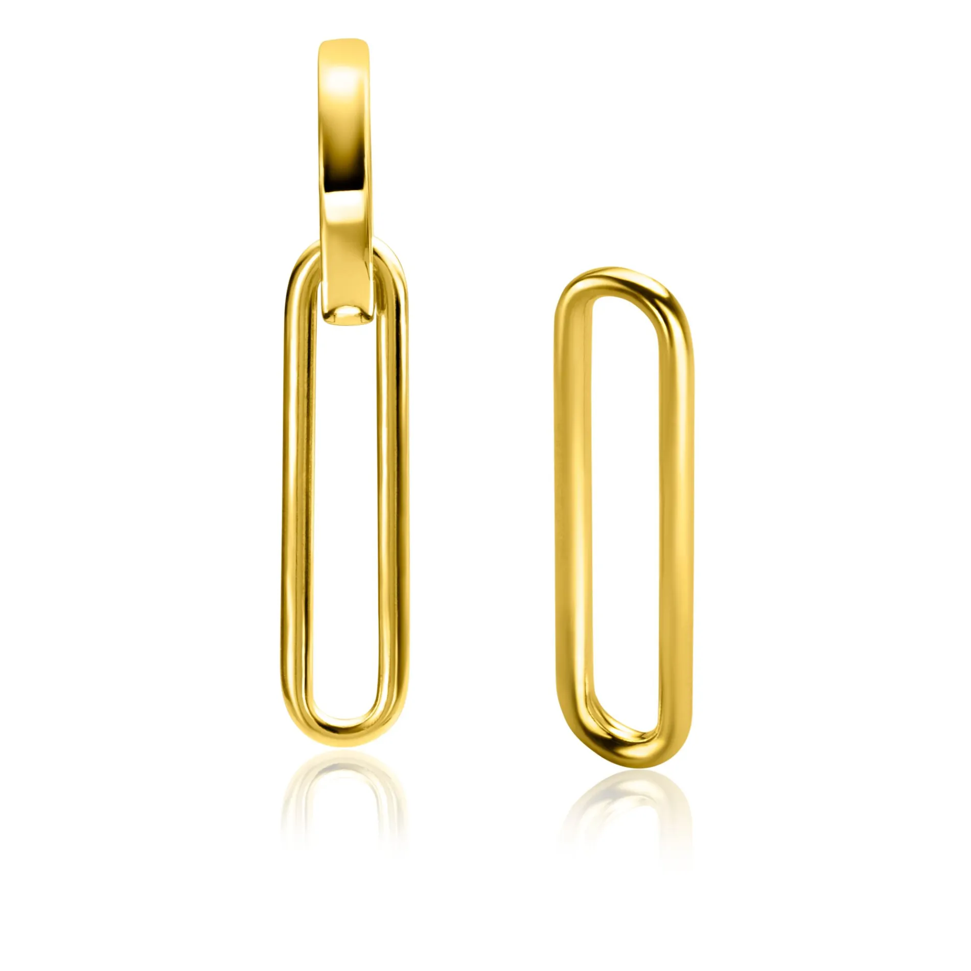 28mm ZINZI gold plated zilveren oorbedels open ovale vorm glad ZICH2416G (zonder oorringen)