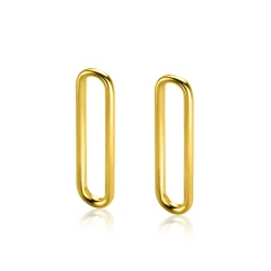 28mm ZINZI gold plated zilveren oorbedels open ovale vorm glad ZICH2416G (zonder oorringen)