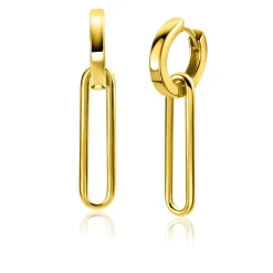 28mm ZINZI gold plated zilveren oorbedels open ovale vorm glad ZICH2416G (zonder oorringen)