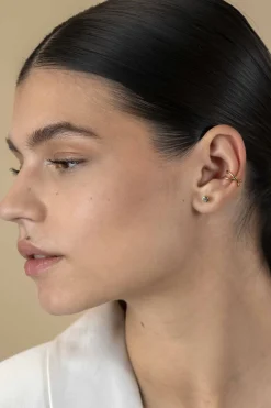 12,5mm ZINZI gold plated zilveren ear cuff cross-over gladde buis 5,5mm breed per stuk geprijsd ZIO-CUFF5G
