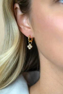 8mm ZINZI gold plated zilveren oorbedels klavertje ZICH2735Y (zonder oorringen)