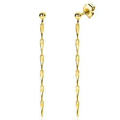 47mm ZINZI gold plated zilveren oorstekers met glinsterende pijlvormige schakels ZIO2414G