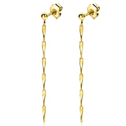 47mm ZINZI gold plated zilveren oorstekers met glinsterende pijlvormige schakels ZIO2414G