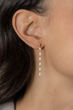 47mm ZINZI gold plated zilveren oorstekers met glinsterende pijlvormige schakels ZIO2414G