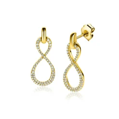 24mm ZINZI gold plated zilveren oorsieraden infinity bezet met witte zirconia's ZIO2570Y