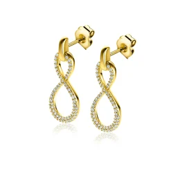24mm ZINZI gold plated zilveren oorsieraden infinity bezet met witte zirconia's ZIO2570Y
