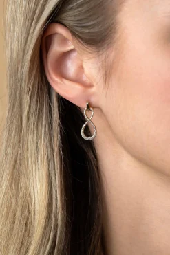 24mm ZINZI gold plated zilveren oorsieraden infinity bezet met witte zirconia's ZIO2570Y