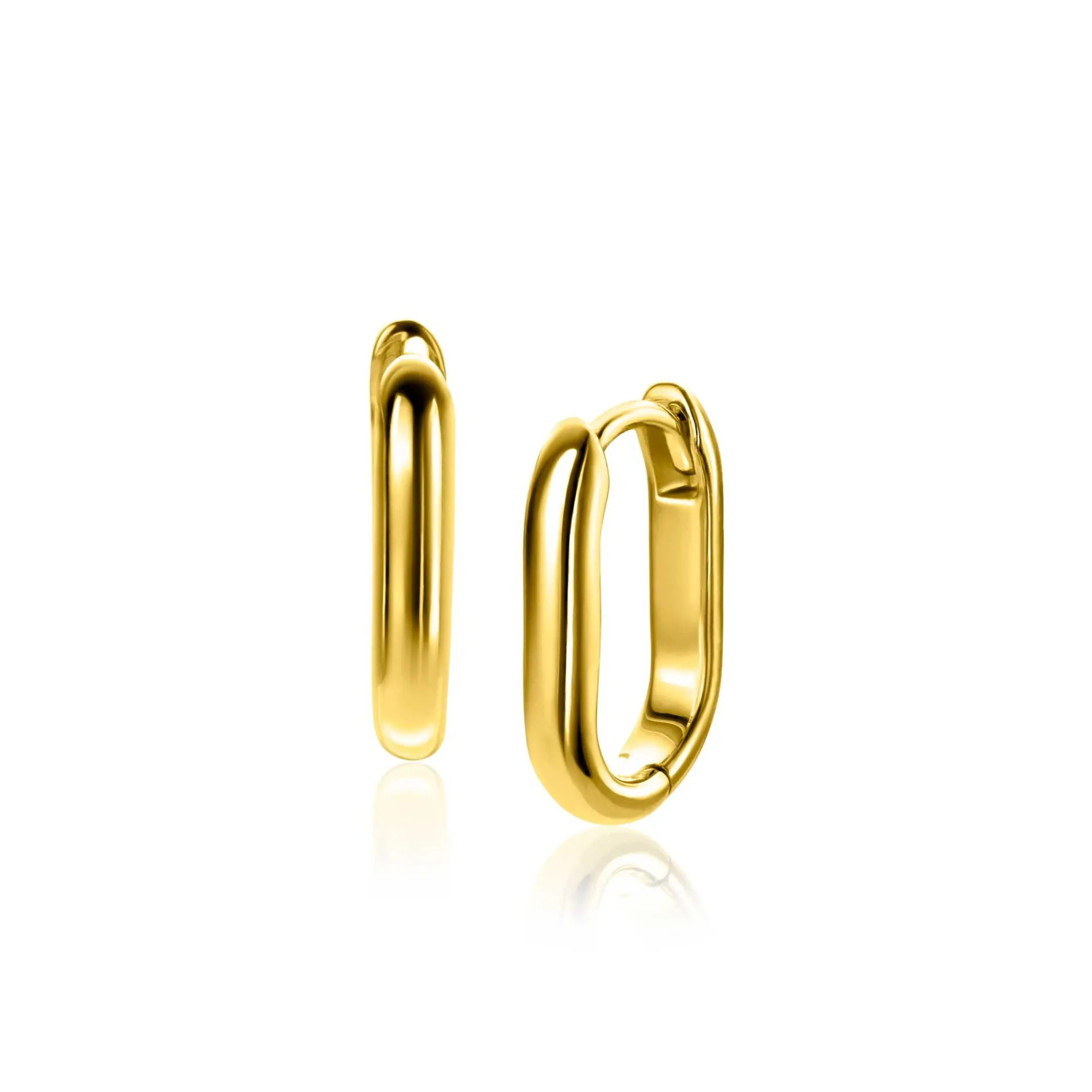 15,5mm ZINZI gold plated zilveren oorringen in ovale vorm met ronde buis 3mm breed ZIO2604G