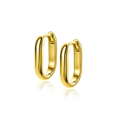 15,5mm ZINZI gold plated zilveren oorringen in ovale vorm met ronde buis 3mm breed ZIO2604G