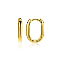 15,5mm ZINZI gold plated zilveren oorringen in ovale vorm met ronde buis 3mm breed ZIO2604G