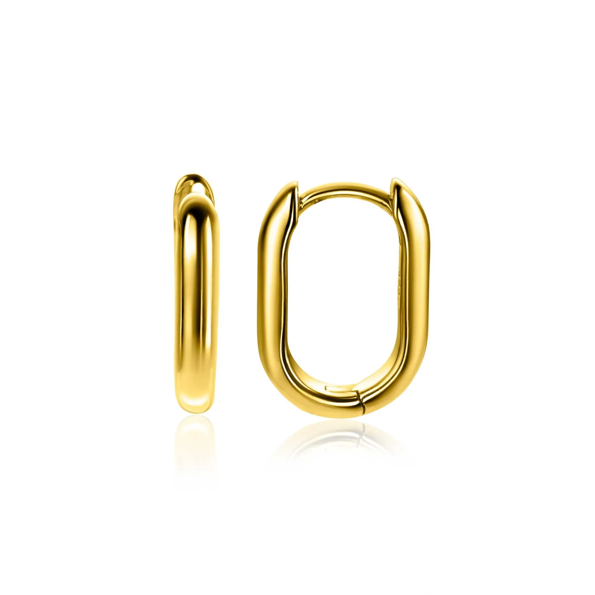 15,5mm ZINZI gold plated zilveren oorringen in ovale vorm met ronde buis 3mm breed ZIO2604G