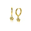 22mm ZINZI gold plated zilveren oorringen 14mm met bungelende bloemetjes bezet met witte zirconia ZIO2620