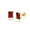 9mm ZINZI gold plated zilveren oorknoppen met een rechthoekige rood granaat kleursteen in vierpoots-zetting ZIO2392R